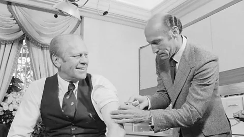 Getty Images President Gerald Ford invited the cameras for his own swine flu vaccination (Credit: Getty Images)