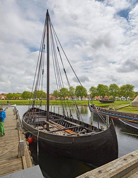 A replica of a Viking trade ship at the Roskilde Viking Ship Museum, Denmark