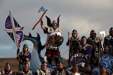 A modern Viking Jarl at Shetland's Up Helly Aa festival