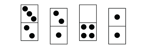 dominoes with 5, 3, 4, 2 spots