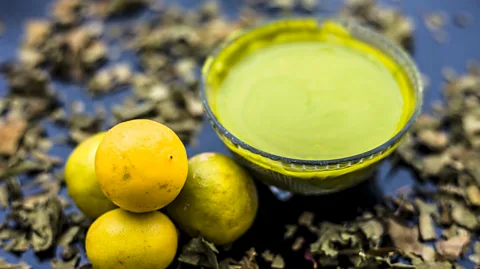 Mirzamlk/Getty Images Beauty totkay are extremely popular, such as this face mask made of neem leaves, lemon juice and rose water to combat oily skin (Credit: Mirzamlk/Getty Images)