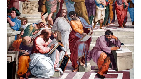 Alamy The philosopher Heraclitus (right, at desk) is featured in Raphael’s masterpiece The School of Athens (Credit: Alamy)