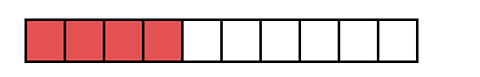  4 red squares in a 10 square bar model