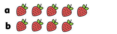 2 groups of strawberries in lines