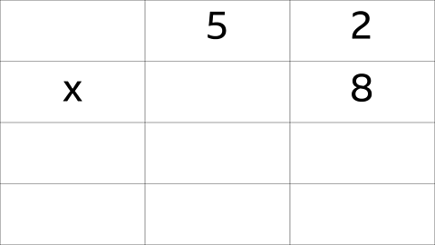 52 x 8 as a short multiplication