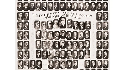 Gibson Studios/University of Illinois at Chicago Dickens (lower left) was the only black woman in her class of 175 graduates (Credit: Gibson Studios/University of Illinois at Chicago)