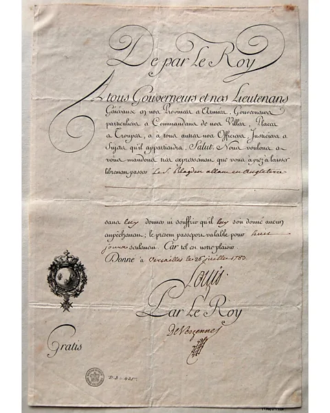 Trustees of the British Museum The earliest passports were a single sheet of paper with no photograph (Credit: Trustees of the British Museum)