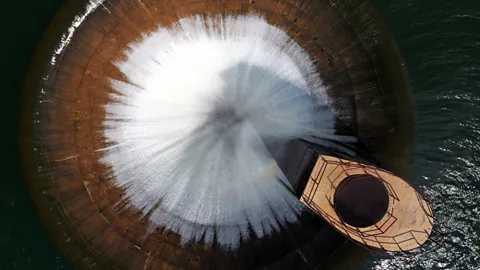 Joseph Eid/Getty Images An aerial view of this overflow pipe challenges the observer’s sense of scale (Credit: Joseph Eid/Getty Images)