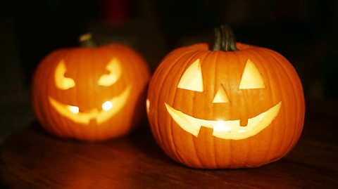 Two carved pumpkins