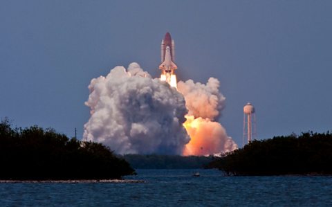 Space Shuttle Atlantis takes off from the Kennedy Space Center in Florida for the final time in 2009.