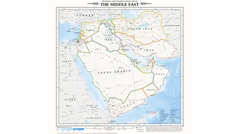 duke_theos A map of the Middle East without World War Two, created in the style of the fictional “Royal Cartographic Society” (Credit: duke_theos)