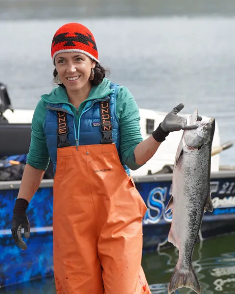 Matt Mais Amy Cordalis, the Yurok Tribe's general counsel, was taught to fish sustainably by her father, a skill passed down in families for generations (Credit: Matt Mais)