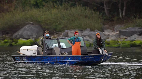 Matt Mais Cordalis, who fishes with her father and sister on the Klamath River, has seen numbers of salmon in the river tumble since her childhood (Credit: Matt Mais)