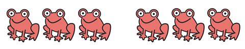 Two groups of frogs.