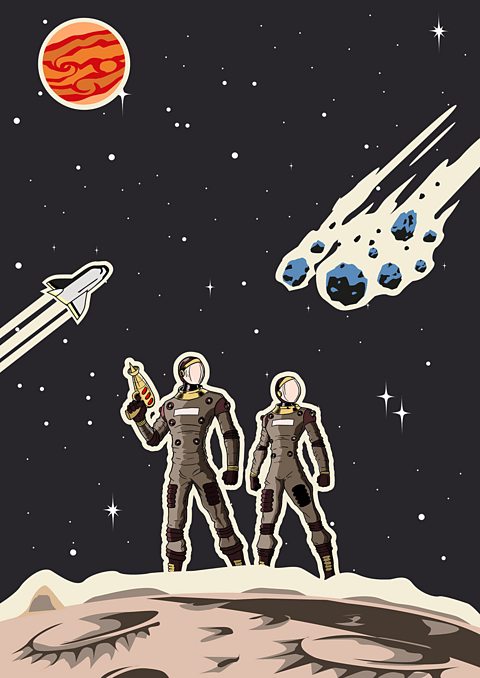 Image of tow astronauts in space