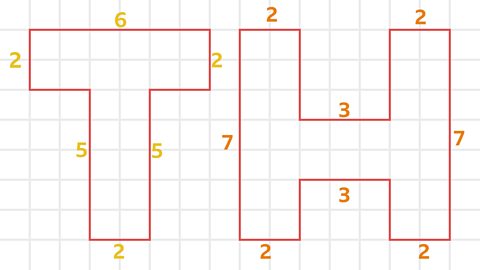 Perimeter of the letters T and H