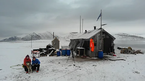 Hearts in the Ice Since September 2019, the polar explorers have been living in a tiny trappers’ cabin on the edge of the Arctic Ocean (Credit: Hearts in the Ice)