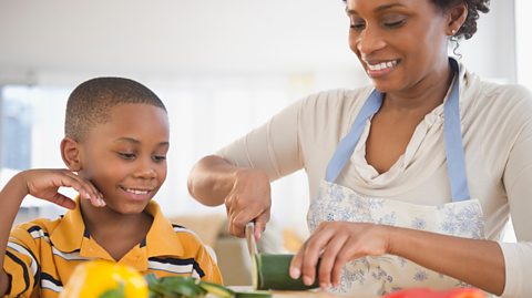 Mum and child in kitchen