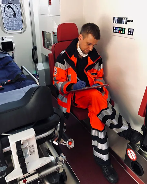 Tobias Schlegl Formerly a television host, Tobias Schlegl became a Quereinsteiger, pivoting to a job as a paramedic (Credit: Tobias Schlegl)