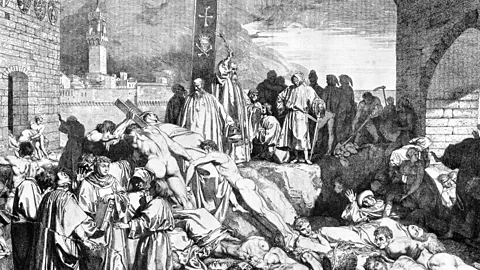 Pictorial Press/Alamy The plague spread most rapidly in cities, where it was transmitted via contact with fleas, infected tissues or droplets in the air (Credit: Pictorial Press/Alamy)