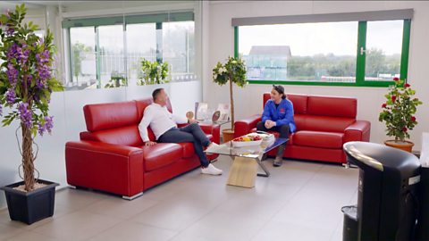 Vince and Louisa are chatting in Vince's office