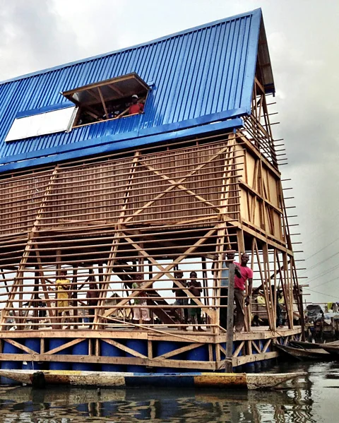 NLE The Makoko Floating School was a prototype buoyant building design with origins in Lagos' Makoko district (Credit: NLE)