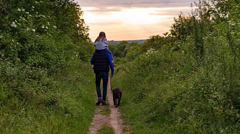 Father and daughter country walk