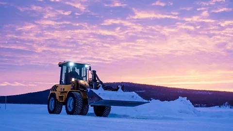 Asaf Kliger Harpo Adolfsson in his snow-clearing vehicle (Credit: Asaf Kliger)