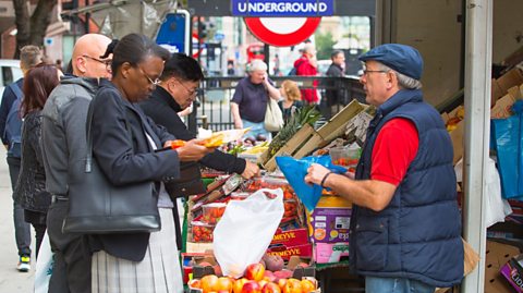 A food market next to a London tube station