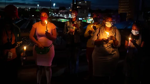 Kim Ludbrook/Getty Images A memorial for victims of coronavirus in South Africa (Credit: Kim Ludbrook/Getty Images)