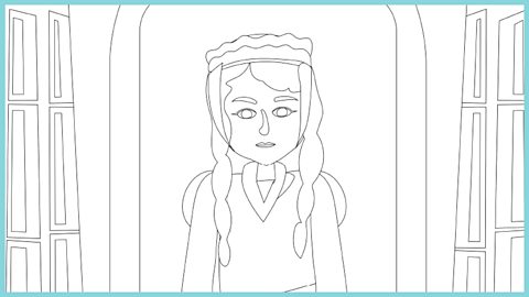 Eleanor de Montford - outline drawing to colour