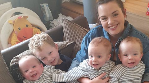 Katie, Jacob and the triplets.