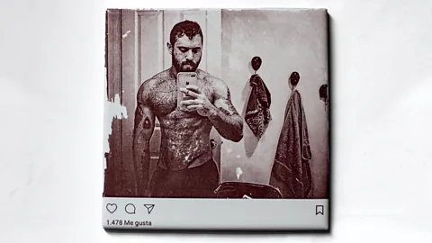 David Trullo In his work, David Trullo has turned Instagram posts of men photographing themselves nearly-nude in bathroom mirrors into bathroom tiles (Credit: David Trullo)
