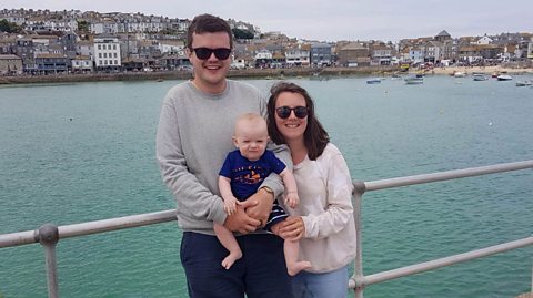 Angus with wife Lucy and baby Alfie