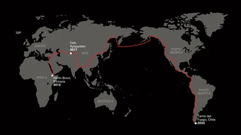 Ryan Morris/National Geographic Paul Salopek’s Out of Eden Walk started in Africa and will cover more than 38,000km across 36 countries (Credit: Ryan Morris/National Geographic)