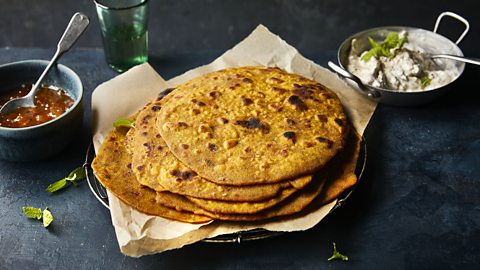 Red lentils form the basis of simple parathas