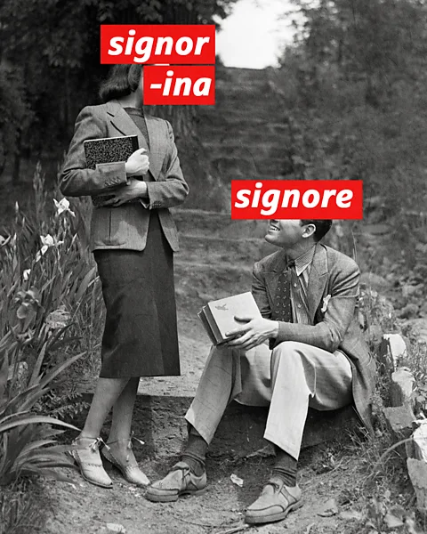 Getty Images/ BBC In many European languages, the titles women are given reflect their marital status - but this is not the case for men (Credit: Getty Images/ BBC)