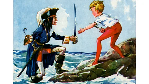 Getty Captain Hook mutters the school motto "Floreat Etona" as he jumps to his death (Credit: Getty)