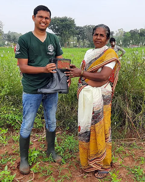 Sumanth Bindumadhav/HSI The majority of snake bites in India occur as accidents when people tread on snakes they don't see – thick rubber boots can offer some protection (Credit: Sumanth Bindumadhav/HSI)