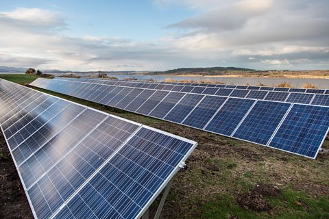 Solar panels on the Beauly Firth near Inverness in Scotland