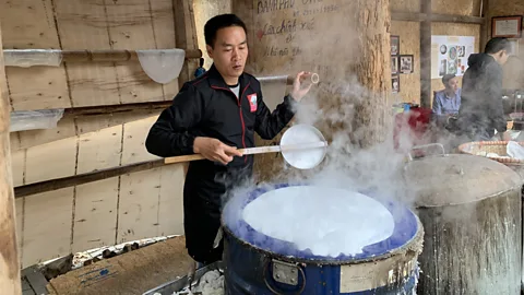 Vu Ngoc Vuong, who comes from a long line of pho masters, owns a rice noodle workshop in Hanoi (Courtesy of Vu Ngoc Vuong)