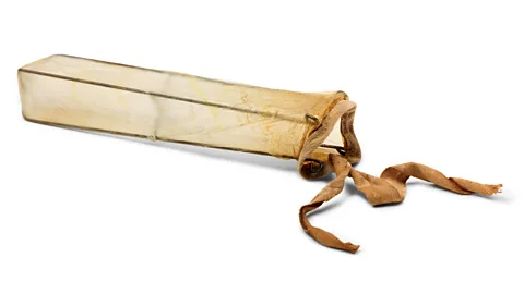 Alamy Early condoms were made using sheep intestine, like this one from around 1800 (Credit: Alamy)