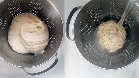 Seitan before and after washing