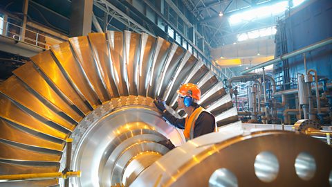 A turbine in a power station