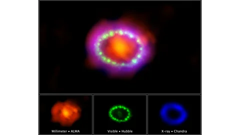NASA, ESA, and A. Angelich (NRAO/AUI/NSF Inspired by a dust cloud found among a supernova in 2014, some scientists have proposed that 'Oumuamua is a giant "dust bunny" (Credit: NASA, ESA, and A. Angelich (NRAO/AUI/NSF))