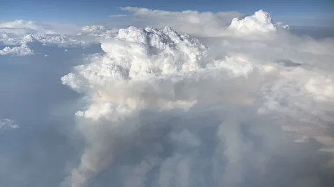 David Peterson/Nasa Earth Observatory PyroCbs can send soot and water high into the stratosphere, where they linger for longer than they do at lower altitudes (Credit: David Peterson/Nasa Earth Observatory)