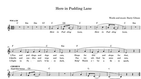 Here in Pudding Lane - music