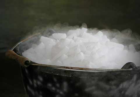 Dry ice in a bucket