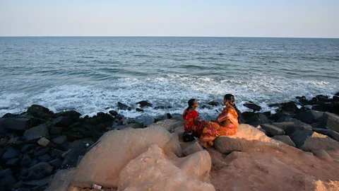 Getty Images Many of Puducherry's beaches rely on rocky sea defences to protect the coast, where previously they were sand (Credit: Getty Images)