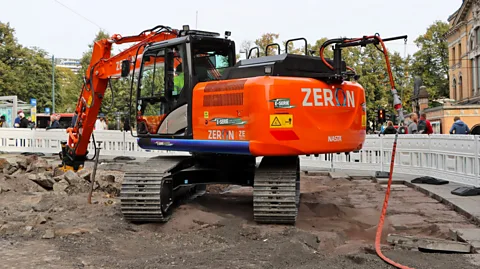 Climate Agency, City of Oslo The site at Olav Vs gate in Oslo, Norway, used all-electric machinery to operate, dramatically cutting emissions and noise pollution (Credit: Climate Agency, City of Oslo)